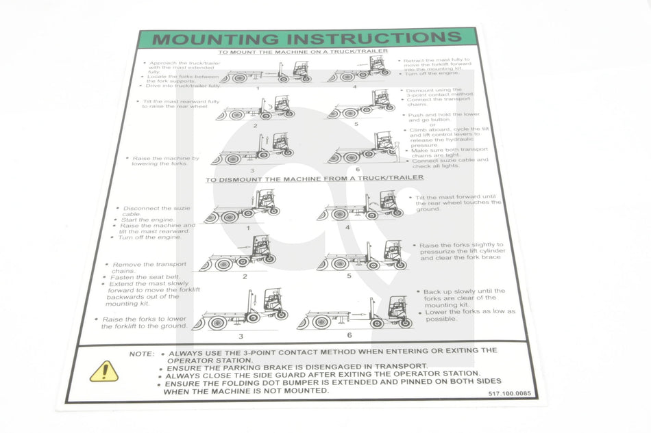 517.100.0085 Decal, Assembly Instructions